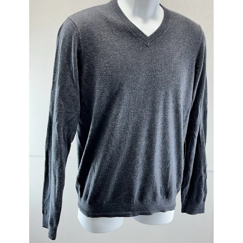 Ted Baker London Sweater Size 3 Medium Gray Wool Blend Long Sleeve Crew Neck